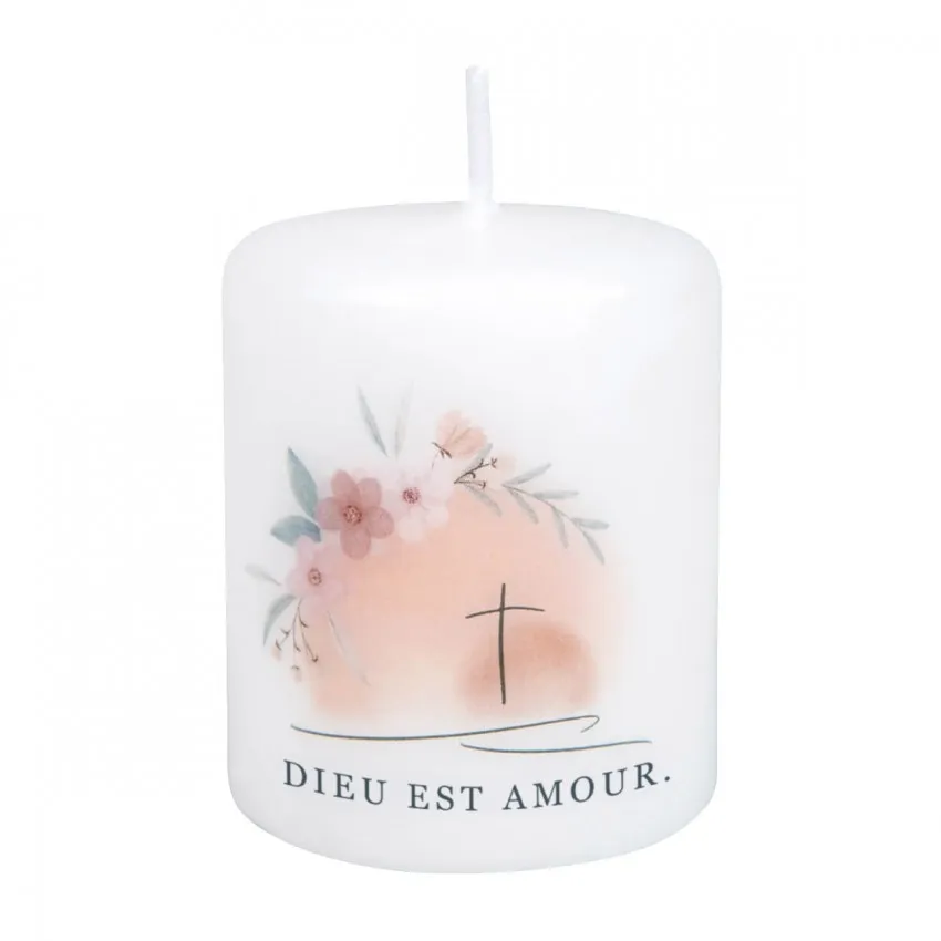 BOUGIE DE TABLE DE PAQUES "DIEU EST AMOUR"