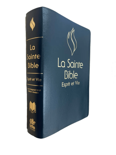 BIBLE SEGOND 1910 ESPRIT ET VIE DELUXE SOUPLE CUIR BLEU TRANCHE OR ONGLETS
