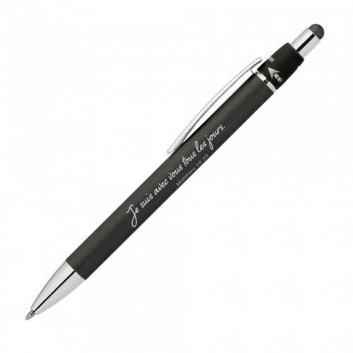 STYLO EN METAL ALUMINIUM AVEC FONCTION ROTATIVE ET STILET NOIR