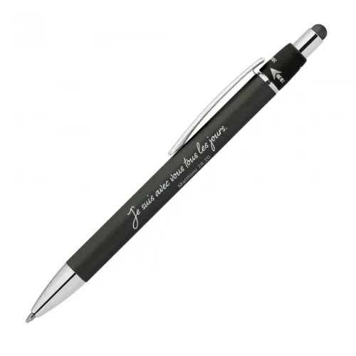 STYLO EN METAL ALUMINIUM AVEC FONCTION ROTATIVE ET STILET NOIR