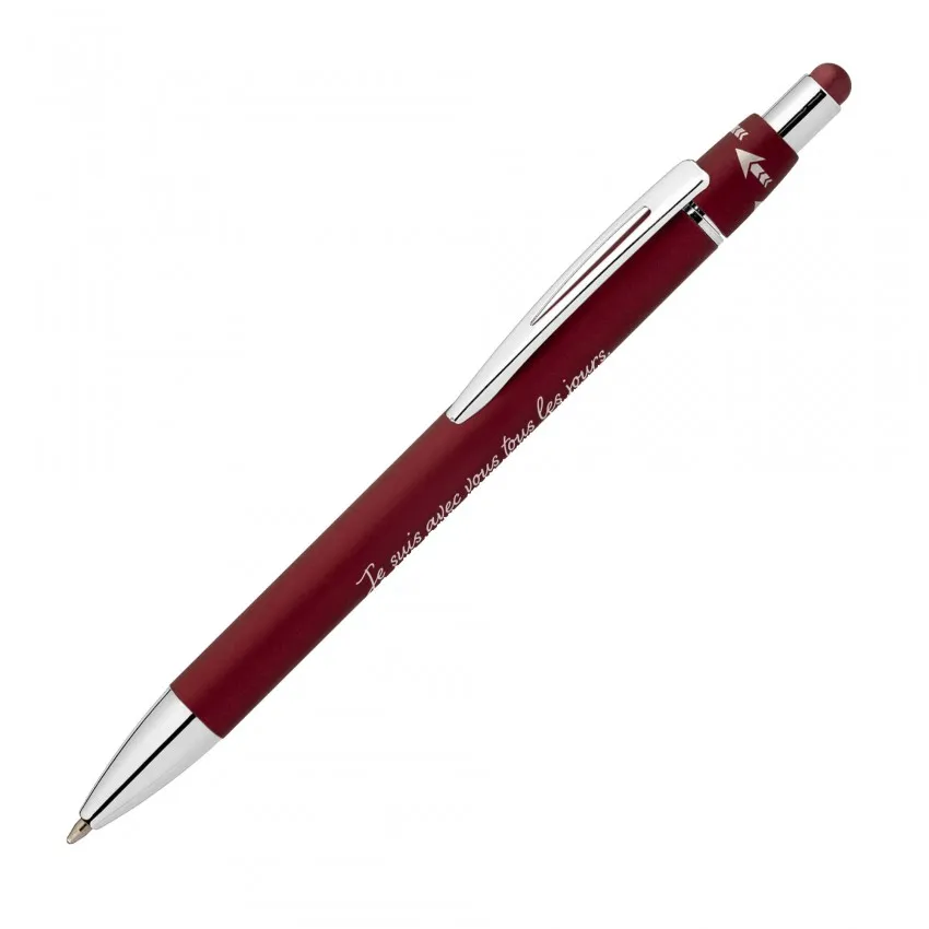 STYLO EN METAL ALUMINIUM AVEC FONCTION ROTATIVE ET STILET ROUGE