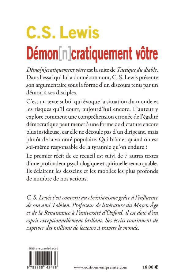 DEMO[N]CRATIQUEMENT VOTRE - SCREWTAPE PORTE UN TOAST ET AUTRES TEXTES