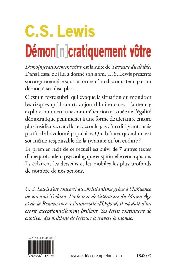 DEMO[N]CRATIQUEMENT VOTRE - SCREWTAPE PORTE UN TOAST ET AUTRES TEXTES
