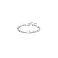 BRACELET DE PERLES CROIX ROSE
