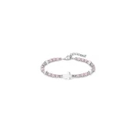 BRACELET DE PERLES CROIX ROSE