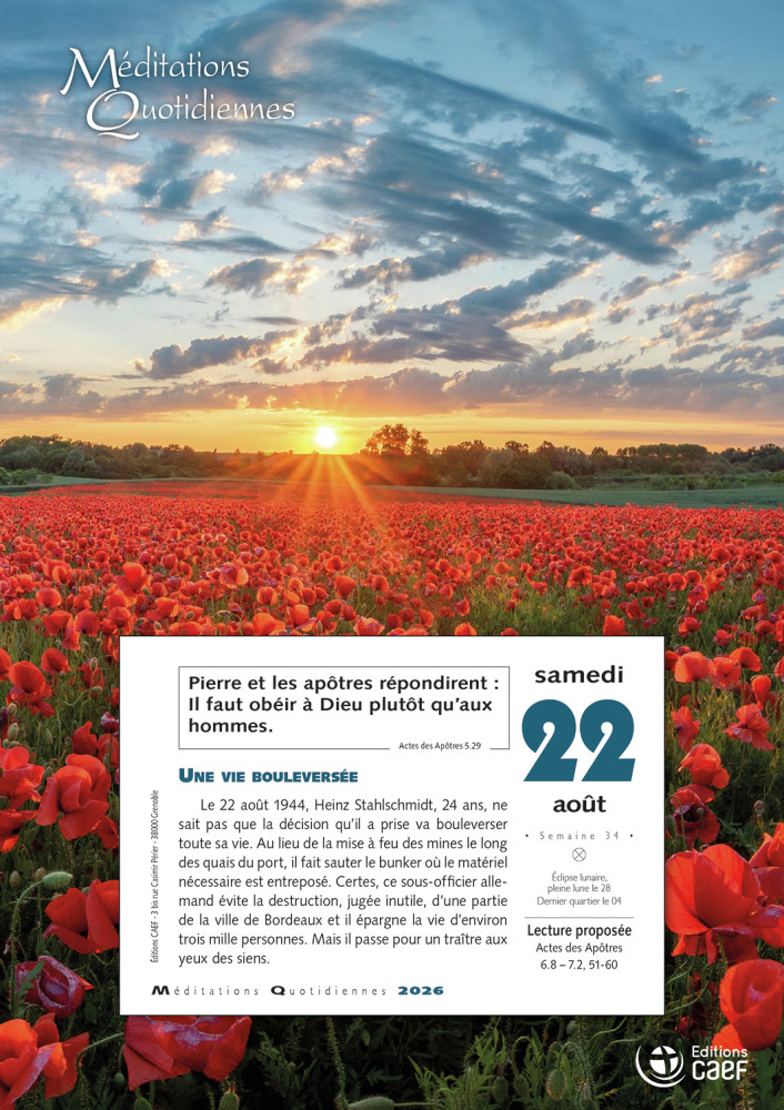 CALENDRIER CAEF MEDITATIONS QUOTIDIENNES - BLOC ET PLAQUE