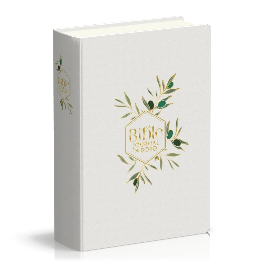 BIBLE SEGOND 21 JOURNAL DE BORD SOUPLE TOILEE BLANC MOTIFS DORES