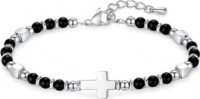 BRACELET DE PERLES CROIX NOIR