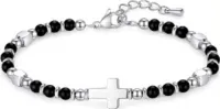 BRACELET DE PERLES CROIX NOIR