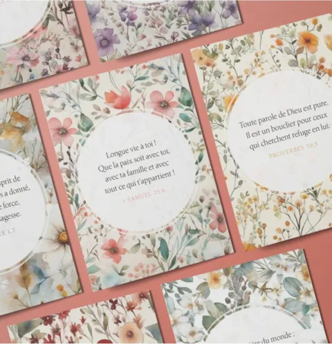 LOT DE 100 MINI-CARTES TEXTES BIBLIQUES : AMOUR DE DIEU