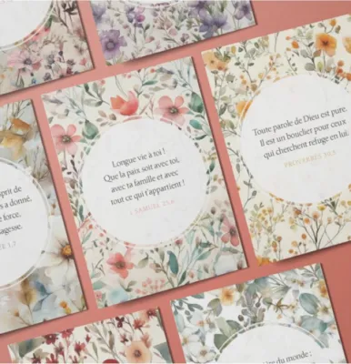 LOT DE 100 MINI-CARTES TEXTES BIBLIQUES : AMOUR DE DIEU
