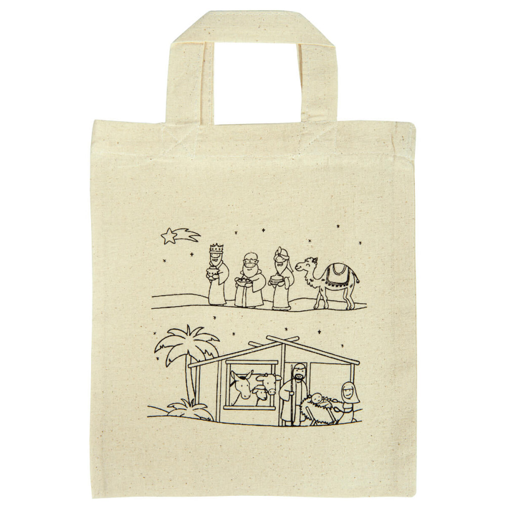 SAC EN COTON A COLORIER "NATIVITE" POUR ENFANTS