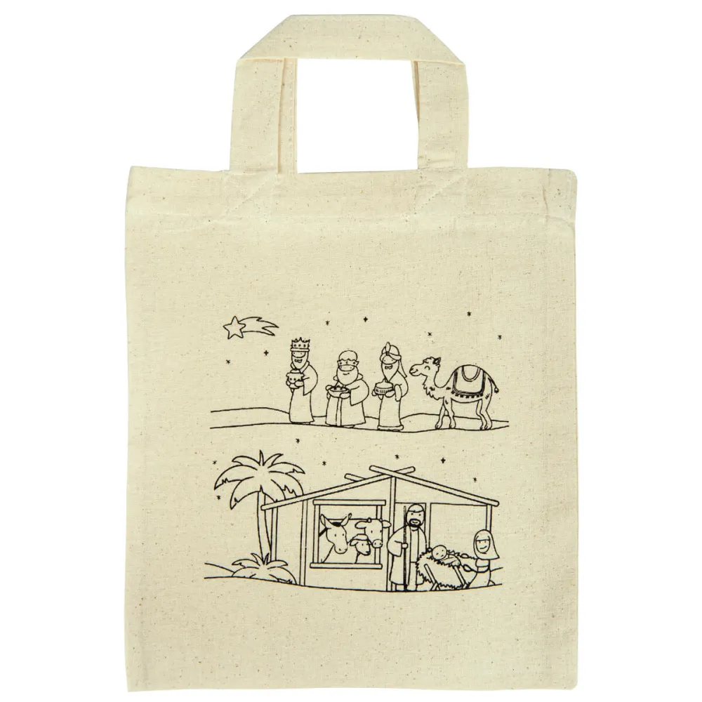 SAC EN COTON A COLORIER "NATIVITE" POUR ENFANTS