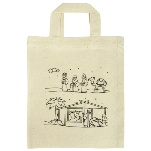 SAC EN COTON A COLORIER "NATIVITE" POUR ENFANTS