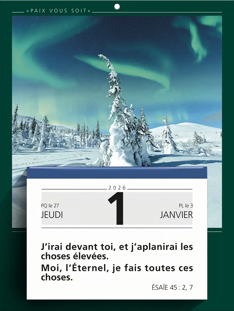 CALENDRIER BONNE SEMENCE PAIX VOUS SOIT MURAL