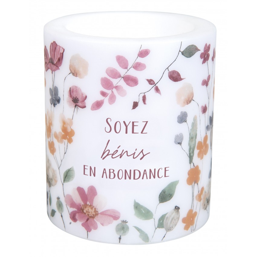 BOUGIE/LANTERNE EN CIRE "SOYEZ BENIS EN ABONDANCE"