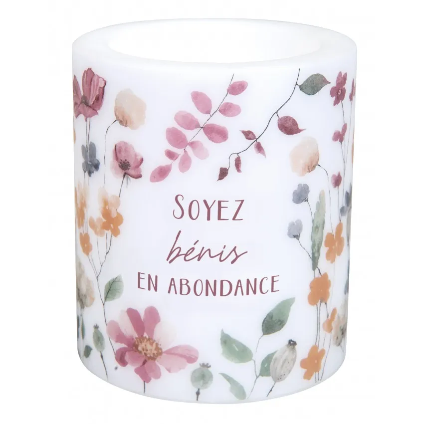 BOUGIE/LANTERNE EN CIRE "SOYEZ BENIS EN ABONDANCE"