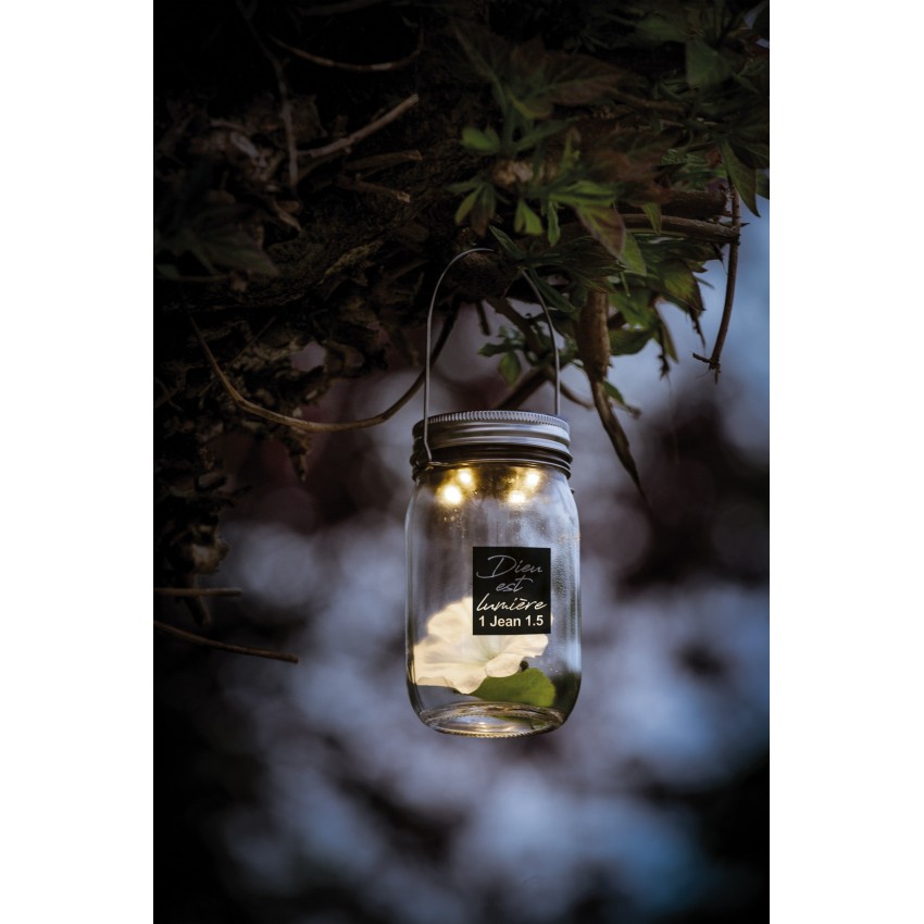 LAMPE SOLAIRE EN VERRE - DIEU EST LUMIERE 1 JEAN 1.5