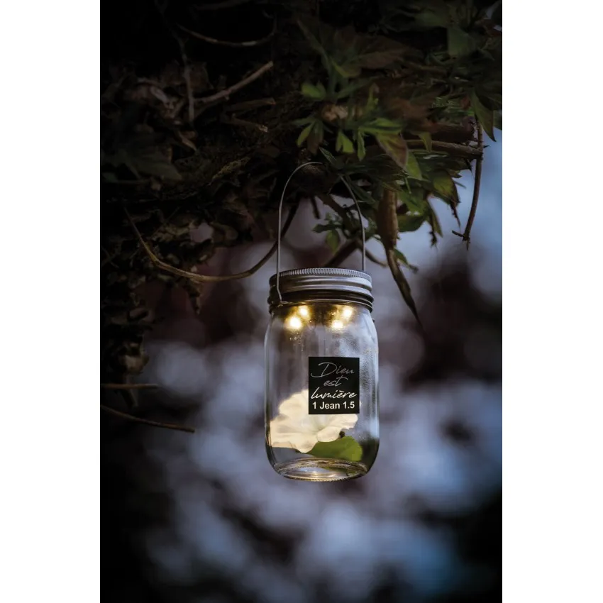 LAMPE SOLAIRE EN VERRE - DIEU EST LUMIERE 1 JEAN 1.5