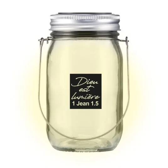 LAMPE SOLAIRE EN VERRE - DIEU EST LUMIERE 1 JEAN 1.5