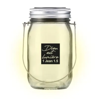 LAMPE SOLAIRE EN VERRE - DIEU EST LUMIERE 1 JEAN 1.5