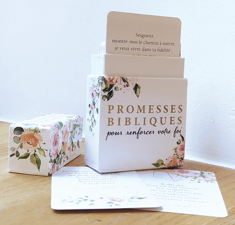 PROMESSES BIBLIQUES - POUR RENFORCER VOTRE FOI -  BOITIER DE 50 CARTES RECTO/VERSO EN COULEUR