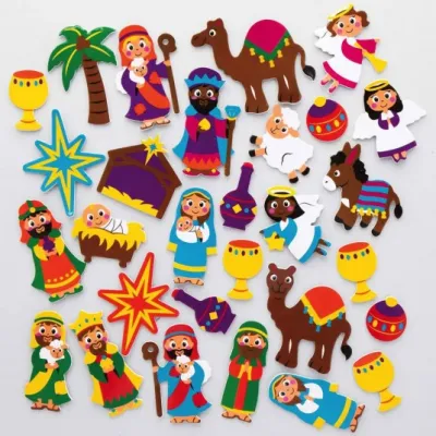 PACK DE 200 AUTOCOLLANTS EN MOUSSE NATIVITE