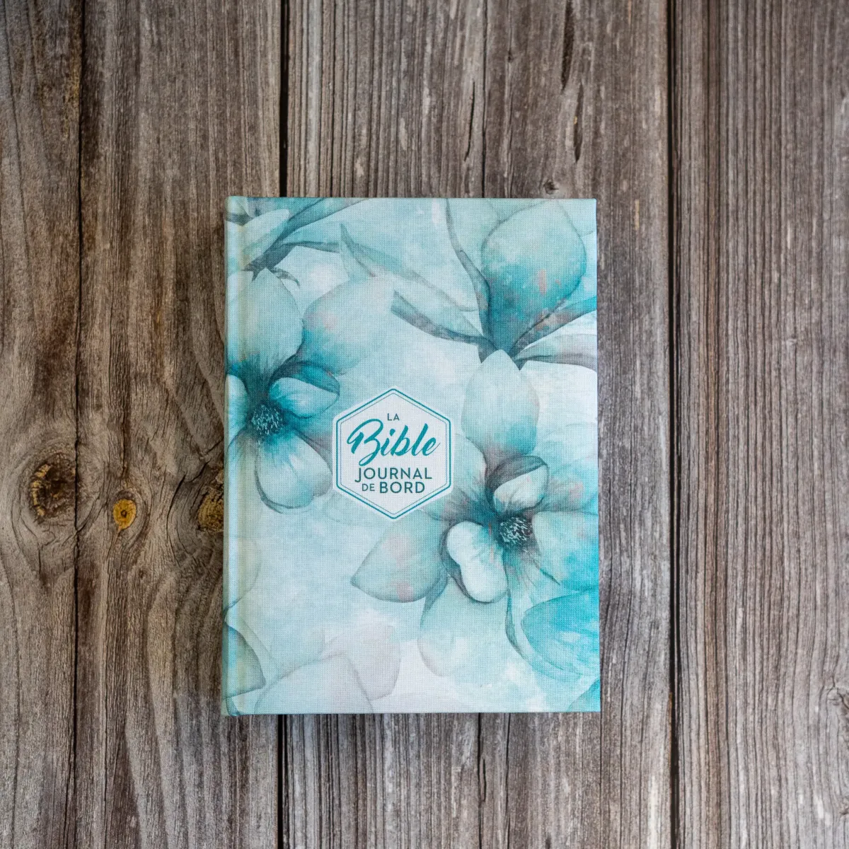 BIBLE SEGOND 21 JOURNAL DE BORD RIGIDE TOILE IMPRIMEE MOTIFS BLEU FLEURS JASPAGE TRANCHES