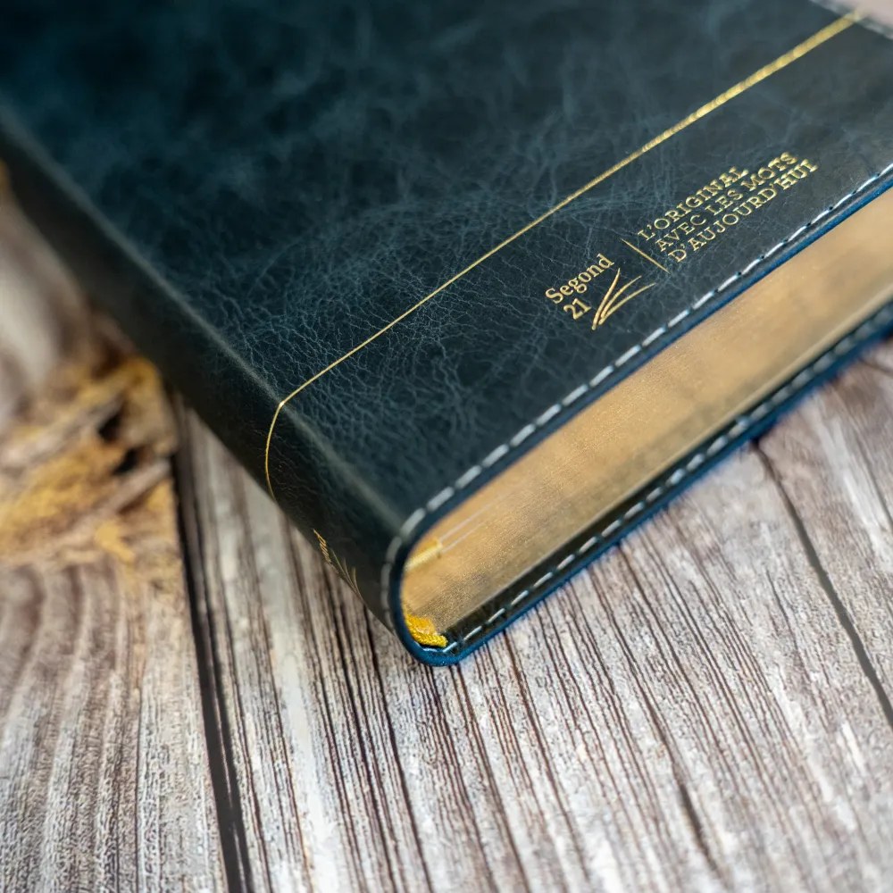 BIBLE SEGOND 21 COMPACTE "PREMIUM STYLE" SEMI-RIGIDE CUIR ANTHRACITE AVEC TRANCHES DOREES