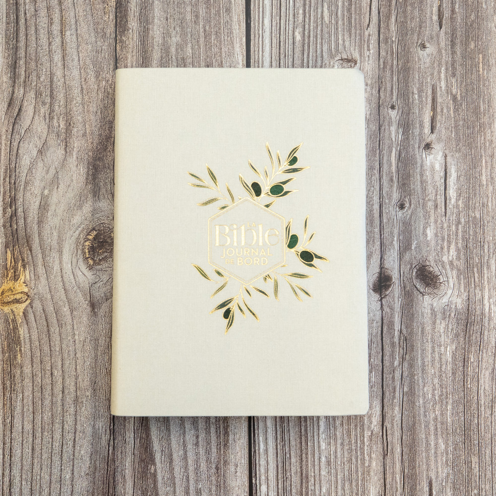 BIBLE SEGOND 21 JOURNAL DE BORD SOUPLE TOILEE BLANC MOTIFS DORES