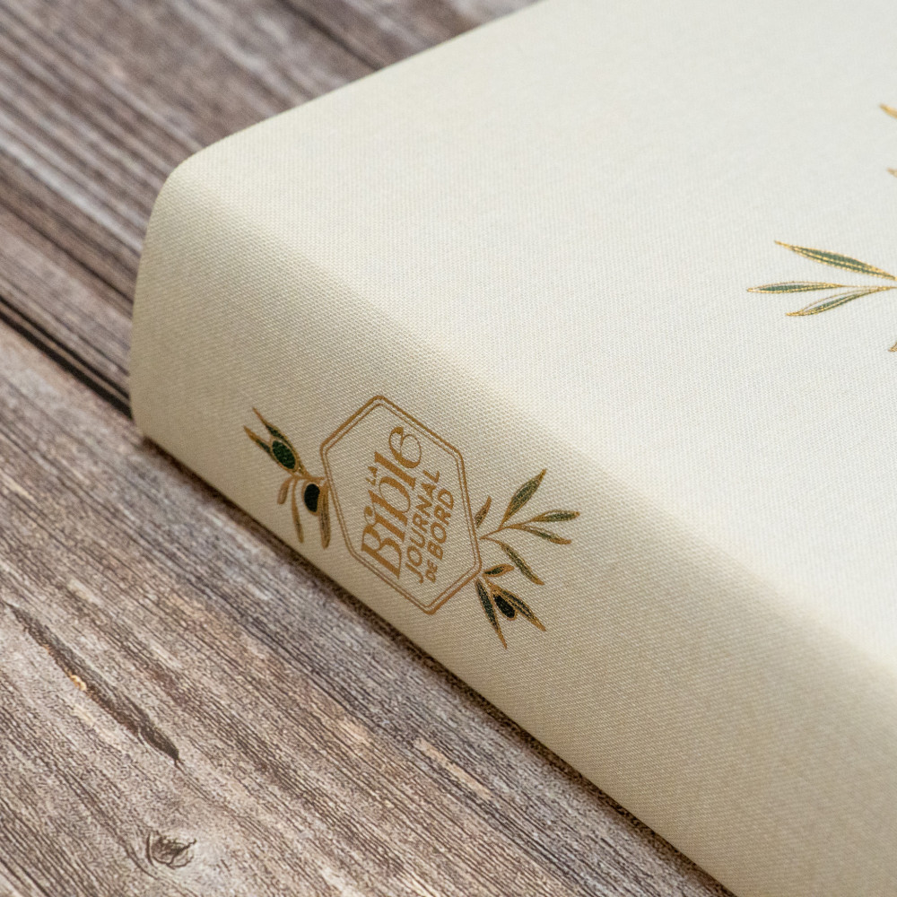 BIBLE SEGOND 21 JOURNAL DE BORD SOUPLE TOILEE BLANC MOTIFS DORES