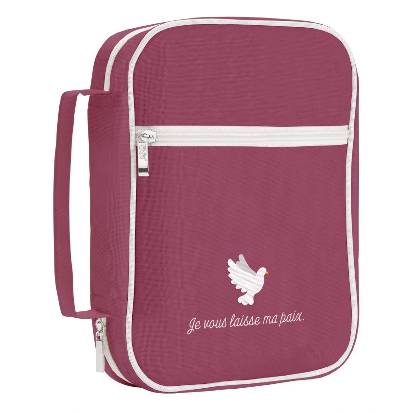 HOUSSE POUR BIBLE GRENAT "JE VOUS LAISSE MA PAIX" - TAILLE S