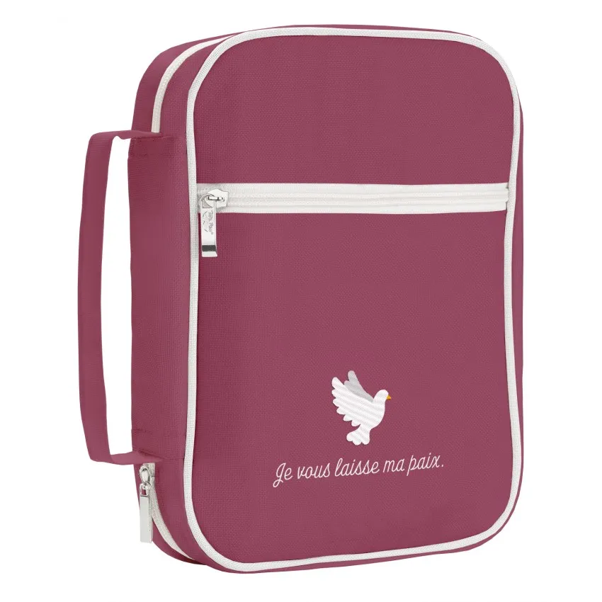 HOUSSE POUR BIBLE GRENAT "JE VOUS LAISSE MA PAIX" - TAILLE S
