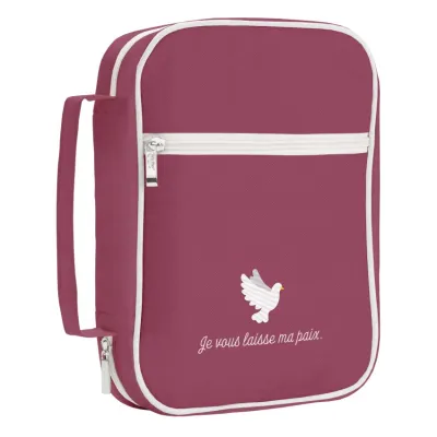 HOUSSE POUR BIBLE GRENAT "JE VOUS LAISSE MA PAIX" - TAILLE S