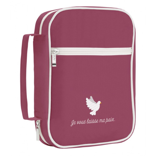 HOUSSE POUR BIBLE GRENAT "JE VOUS LAISSE MA PAIX" - TAILLE S