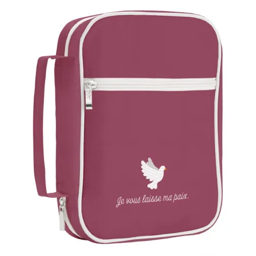 HOUSSE POUR BIBLE GRENAT "JE VOUS LAISSE MA PAIX" - TAILLE S