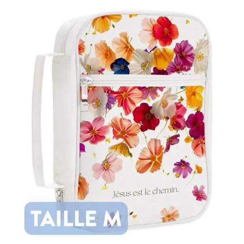 HOUSSE POUR BIBLE BLANCHE "JESUS EST LE CHEMIN" - TAILLE M