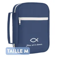 HOUSSE POUR BIBLE BLEUE "JESUS EST LE CHEMIN" - TAILLE M