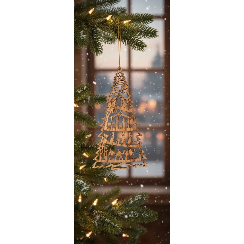 DECORATION "NAISSANCE DE JESUS" EN BOIS D'OLIVIER