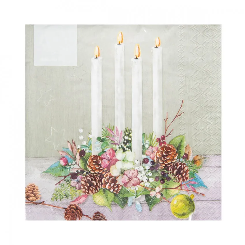 PACK DE 20 SERVIETTES BOUGIES DE L'AVENT