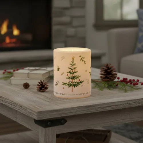 BOUGIE EN CIRE ET PHOTOPHORE SAPIN DE NOEL