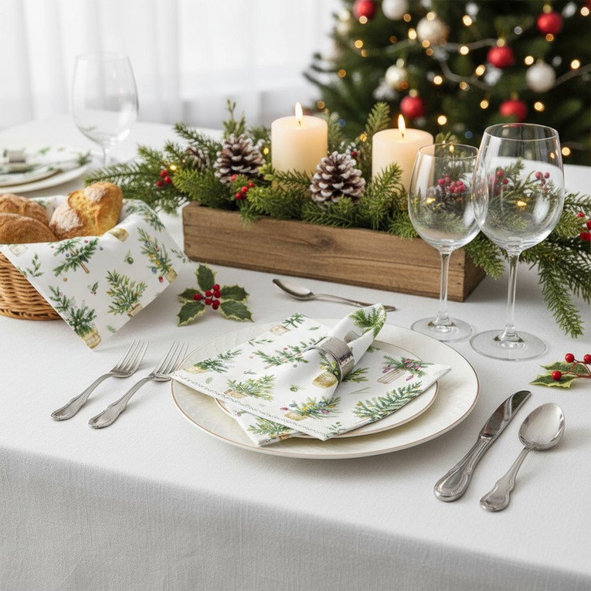 PACK DE 20 SERVIETTES SAPIN DE NOEL