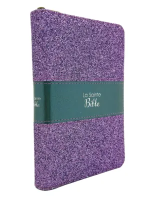 BIBLE SEGOND 1910 PAILLETEE VIOLETTE TRANCHE OR FERMETURE A GLISSIERE