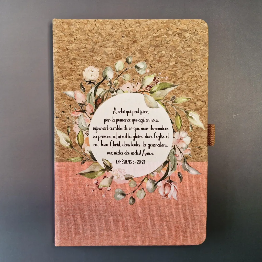 CARNET A5 LIEGE ET TOILE PECHE EPHESIENS 20:21