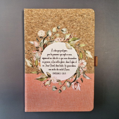 CARNET A5 LIEGE ET TOILE PECHE EPHESIENS 20:21