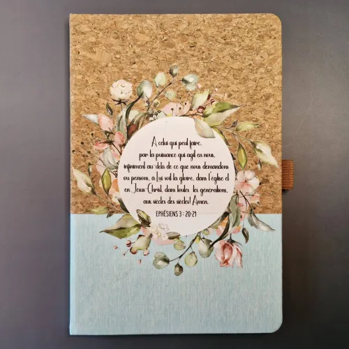 CARNET A5 LIEGE ET TOILE VERT CLAIR EPHESIENS 20:21