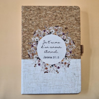 CARNET A5 LIEGE ET TOILE BLANC ECRU JEREMIE 31:3