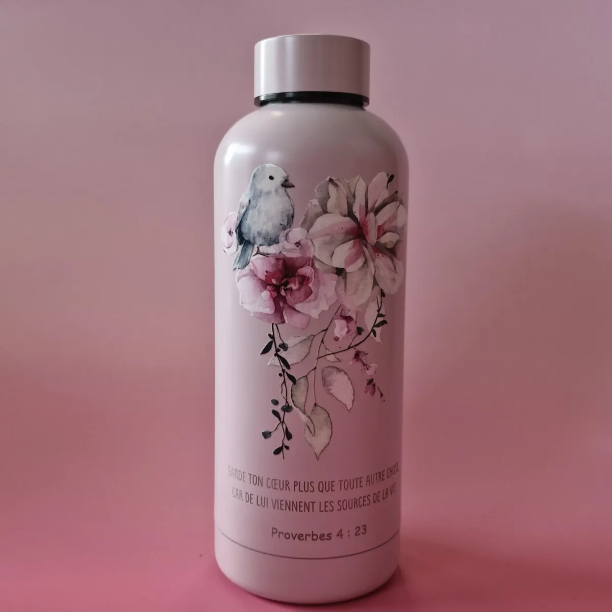 BOUTEILLE ISOTHERME ROSE PROVERBES 4:23