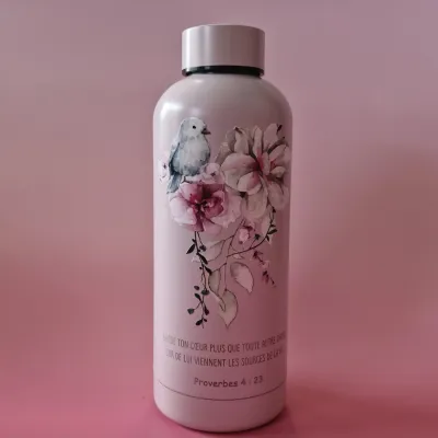 BOUTEILLE ISOTHERME ROSE PROVERBES 4:23