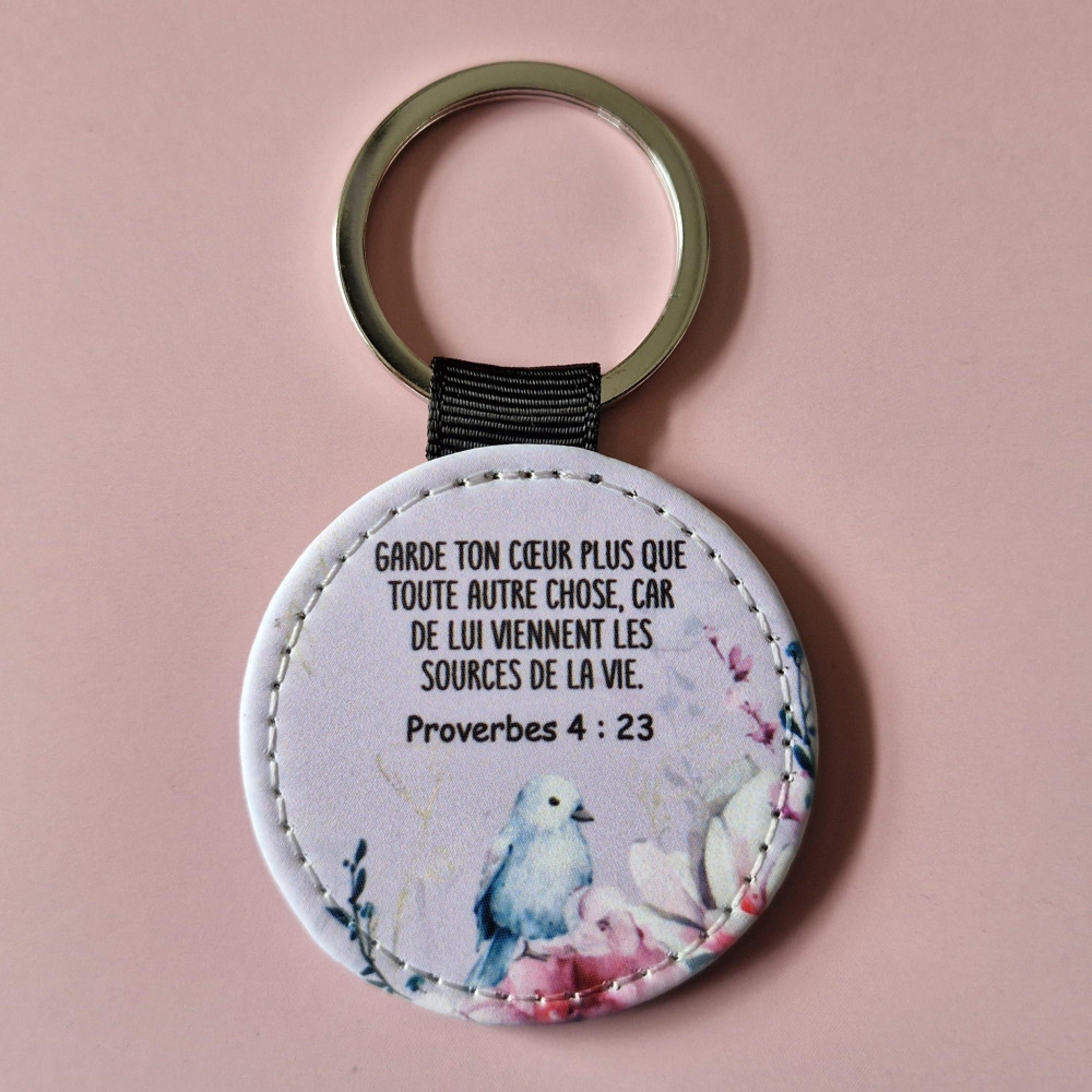 PORTE CLE IMPRIME PROVERBES 4:23